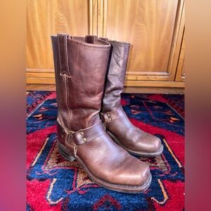 Vintage Frye Square Toe Harness Leather Biker Boots